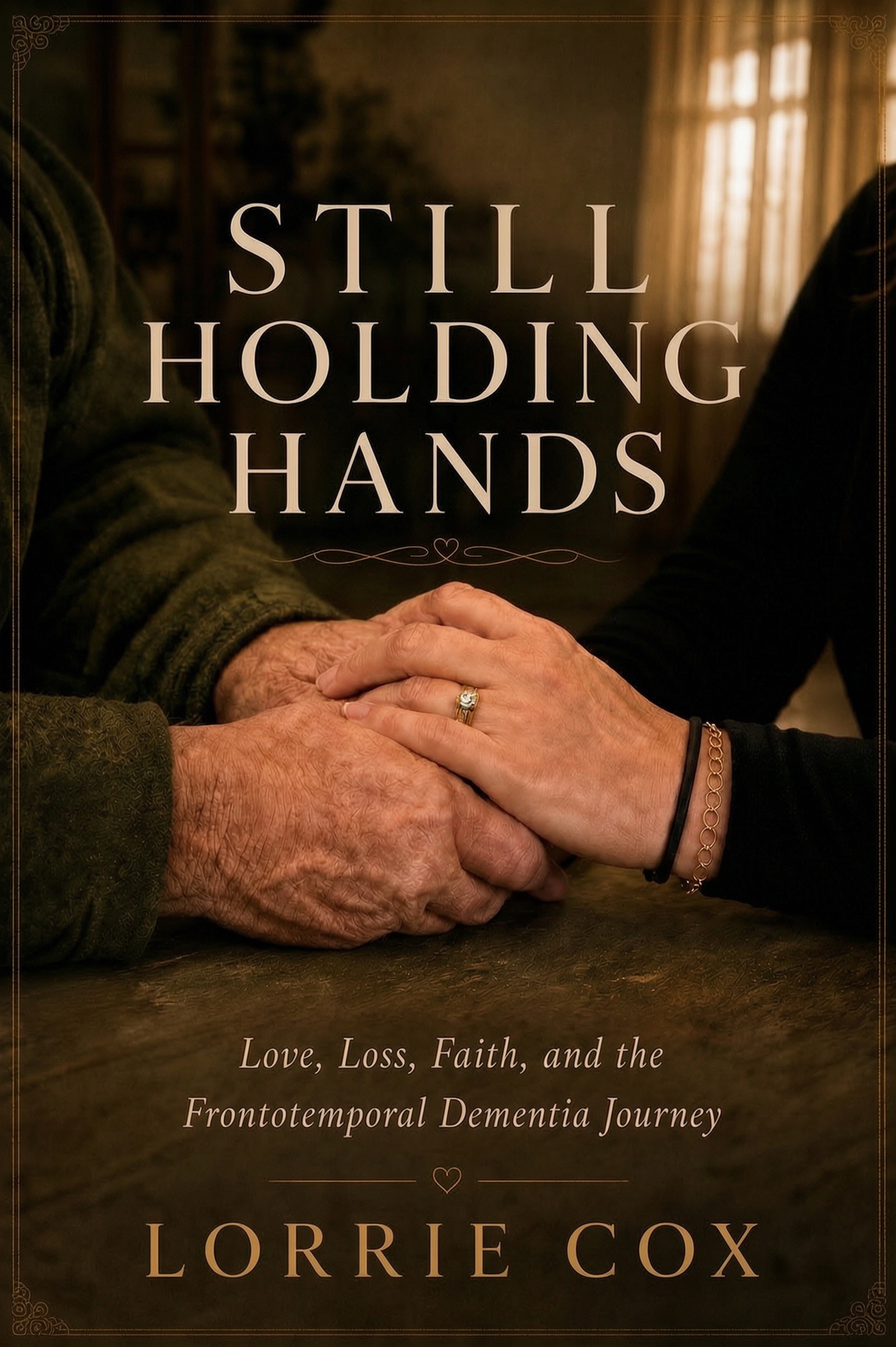 Still Holding Hands book cover, showing John and Lorrie Cox holding hands